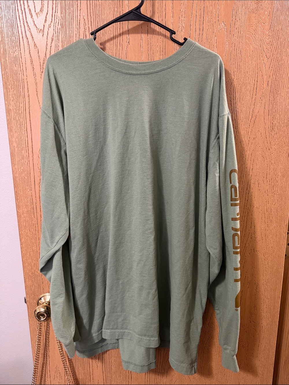 Men’s Carhartt Olive Long-Sleeve Crewneck Tee with Sleeve Logo size 2xl